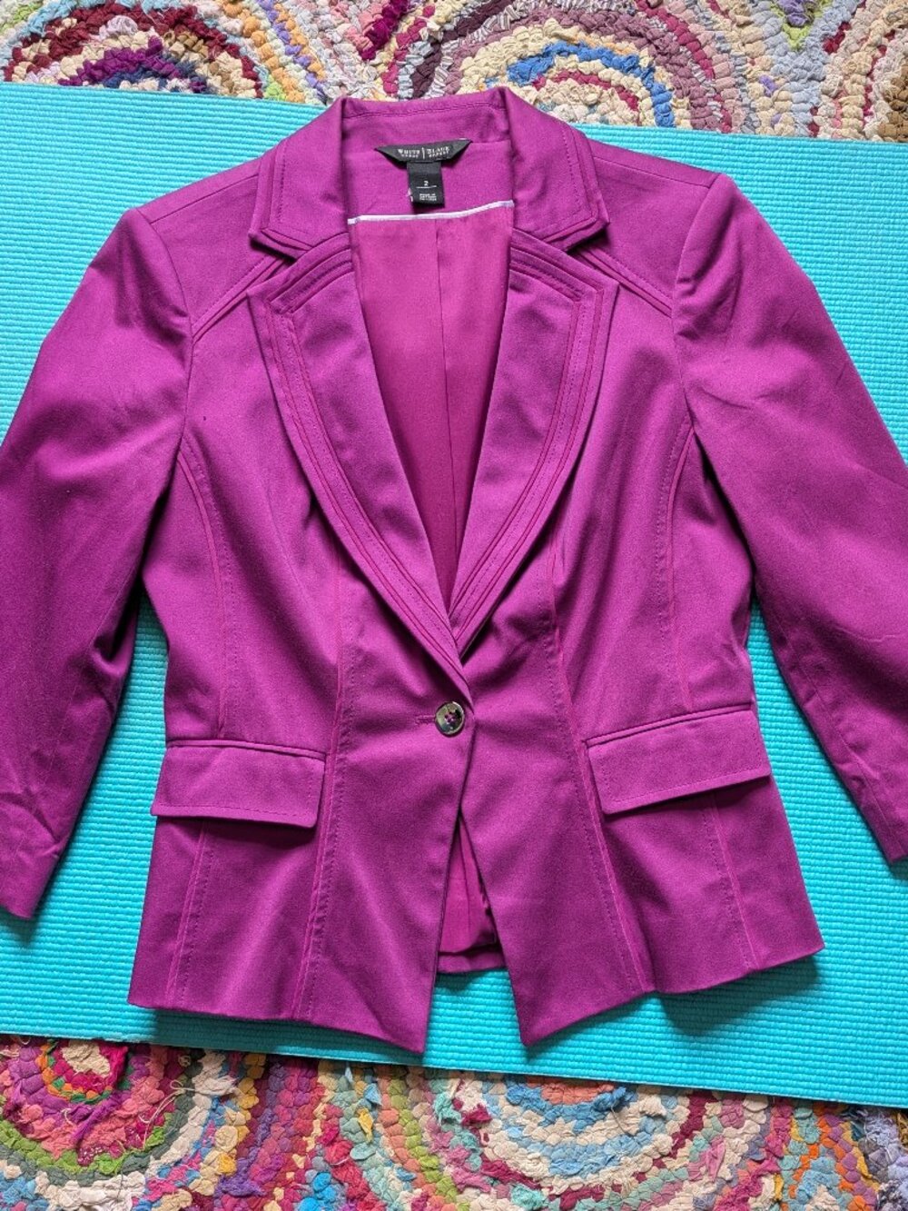 White House Black Market 3/4 sleeve magenta blazer s2